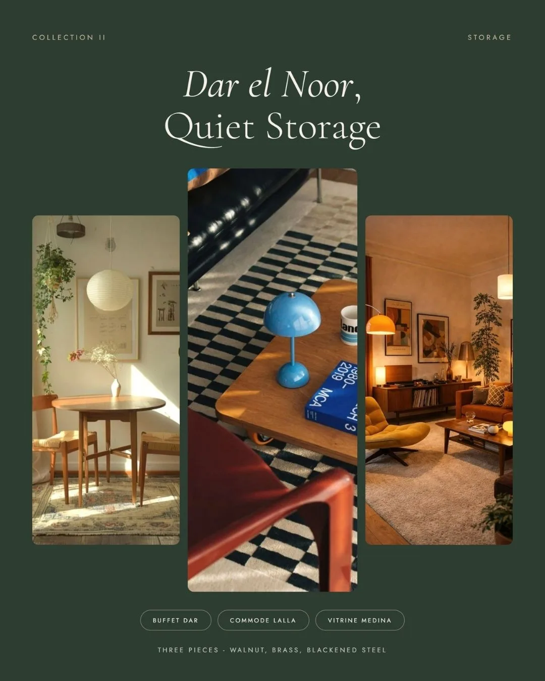 Dar el Noor, quiet storage. Collection two, shown in three vertical crops.